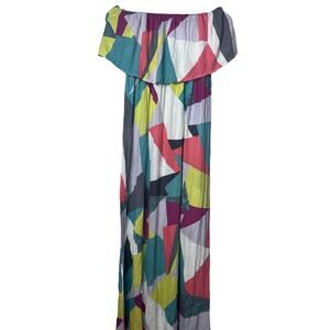 Pacsun x Seneca Rising Geometric Colorful Maxi Dress Strapless Size S